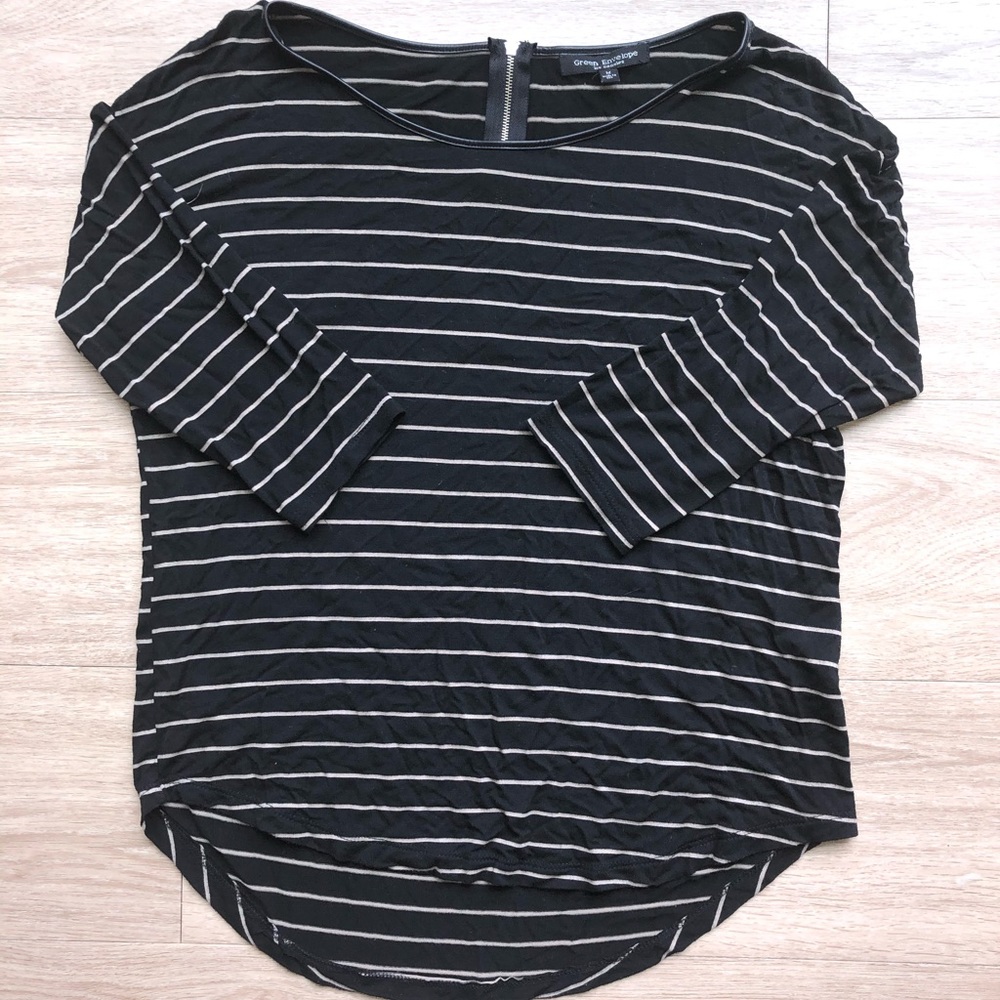 Striped zip back top